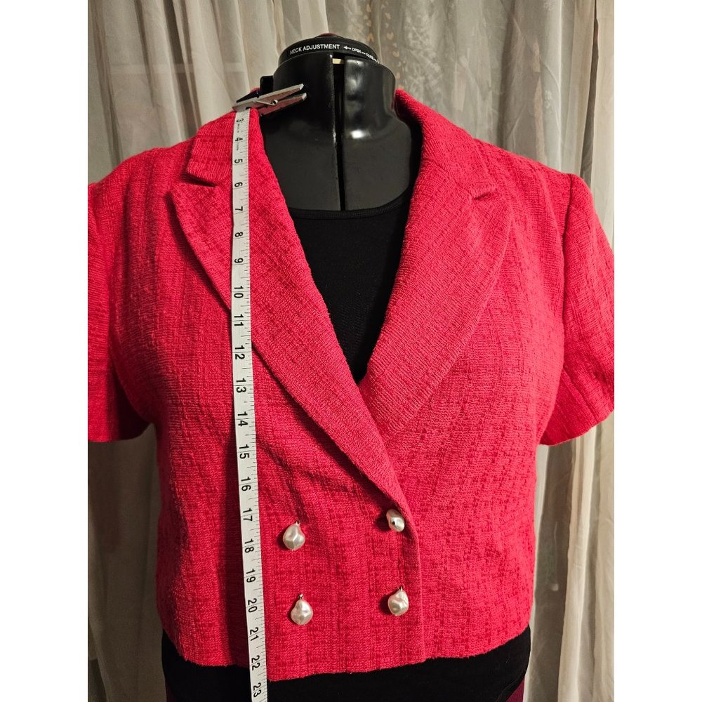 Royalty by Maluma hot pink Cropped Tweed short sleeve Blazer XXXL - Picture 2 of 7